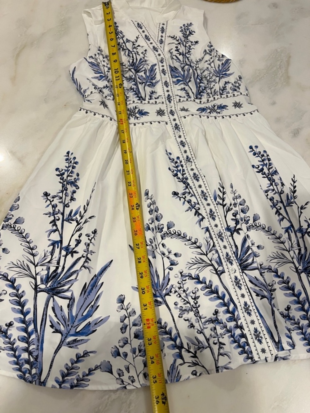 NWT Cupshe White Blue Floral Sleeveless Dress - Picture 11 of 11